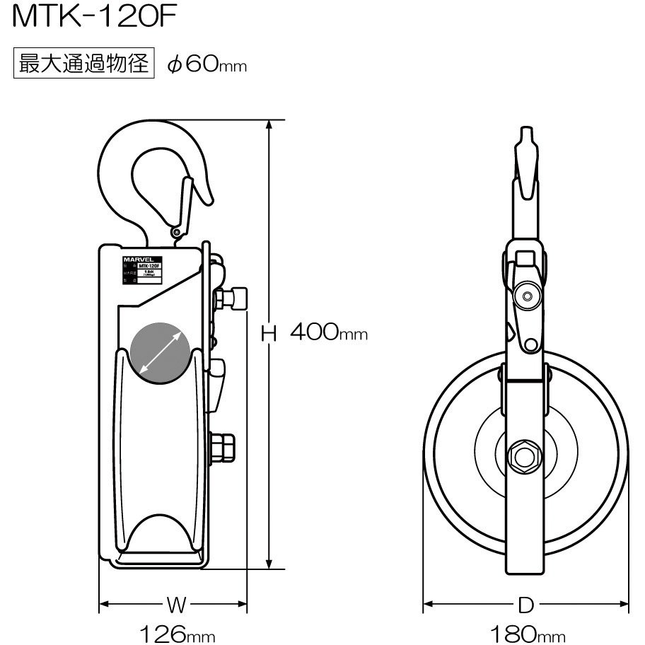 MTK-120F 吊り金車 1個 マーベル 【通販モノタロウ】