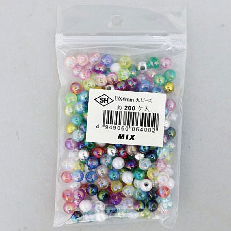 ASH-DX6M-MIX プラスチック 丸ビーズ シマムラビーズ 寸法6mm 1