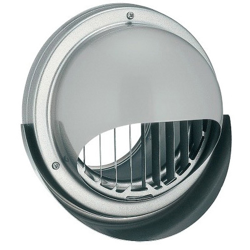 KN-125MTGV 丸型フード縦ガラリ水切り付換気口 KN-MTGVタイプ バクマ工業 取付穴付