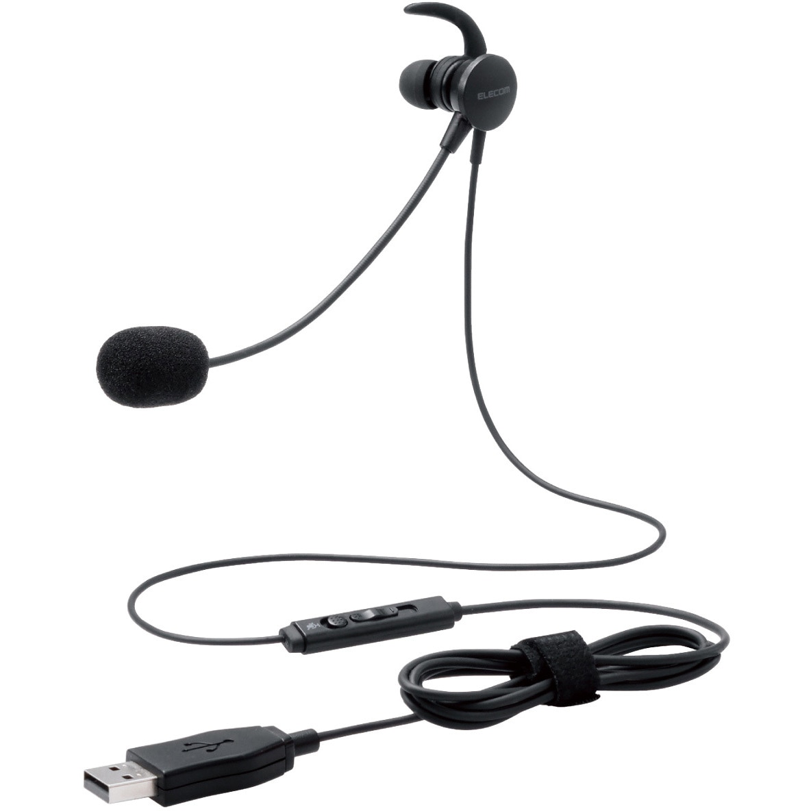 15点 新品 ヘッドホン ヘッドセット 有線 マイク付き エレコム 【E01】 HS-EP16UBK ヘッドホン ヘッドセット マイク付き 有線 USB接続 片耳