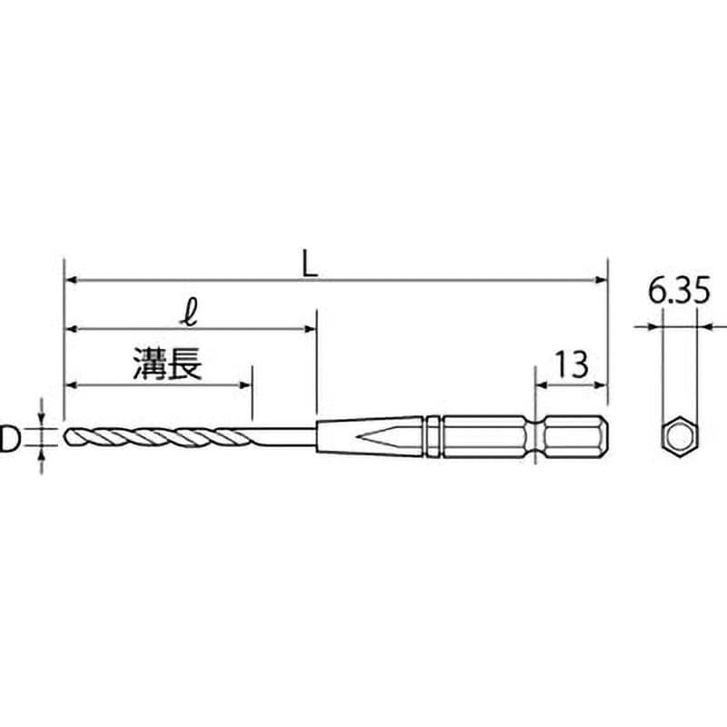 ETD-2.0 六角シャンク鉄工ドリル トップ工業 ハイス製 刃径2.0mm ETD-2.0 六角シャンク鉄工ドリル トップ工業 ハイス製 刃径2.0mm