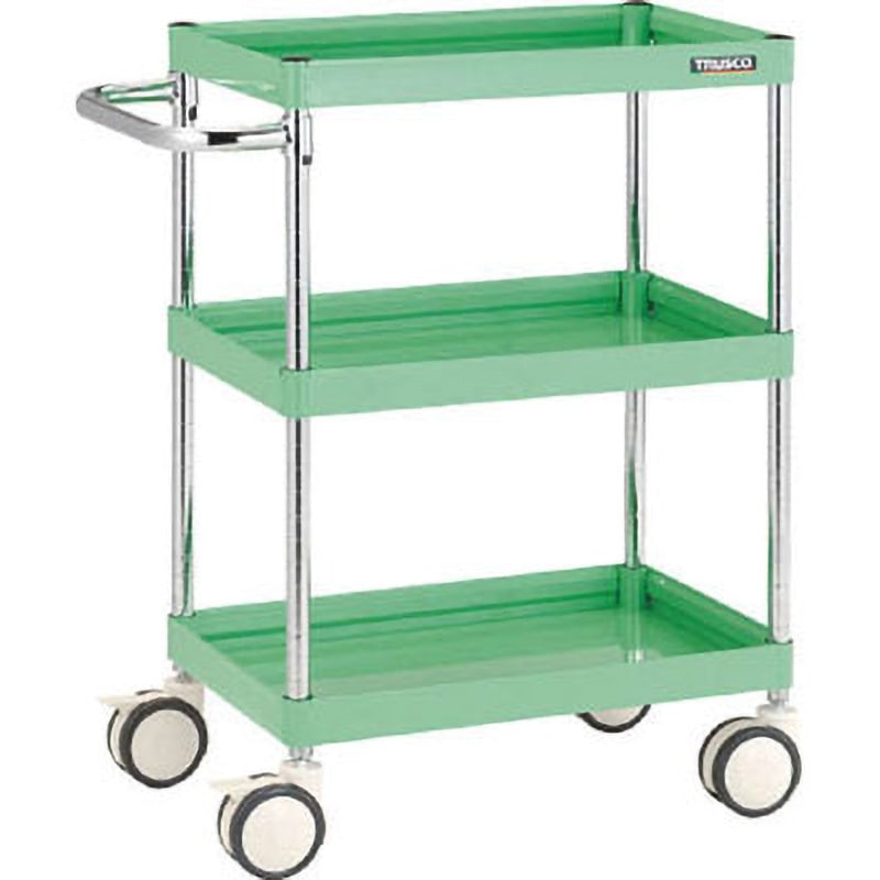 FAW-973D-YG ファルコンワゴン ウレタン双輪車 TRUSCO 3段 ヤンググリーン色 引出しなし 間口750mm奥行500mm  FAW-973D-YG