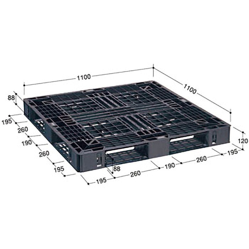 EXA-1111F-BK 輸出梱包用パレット フック付 日本プラパレット