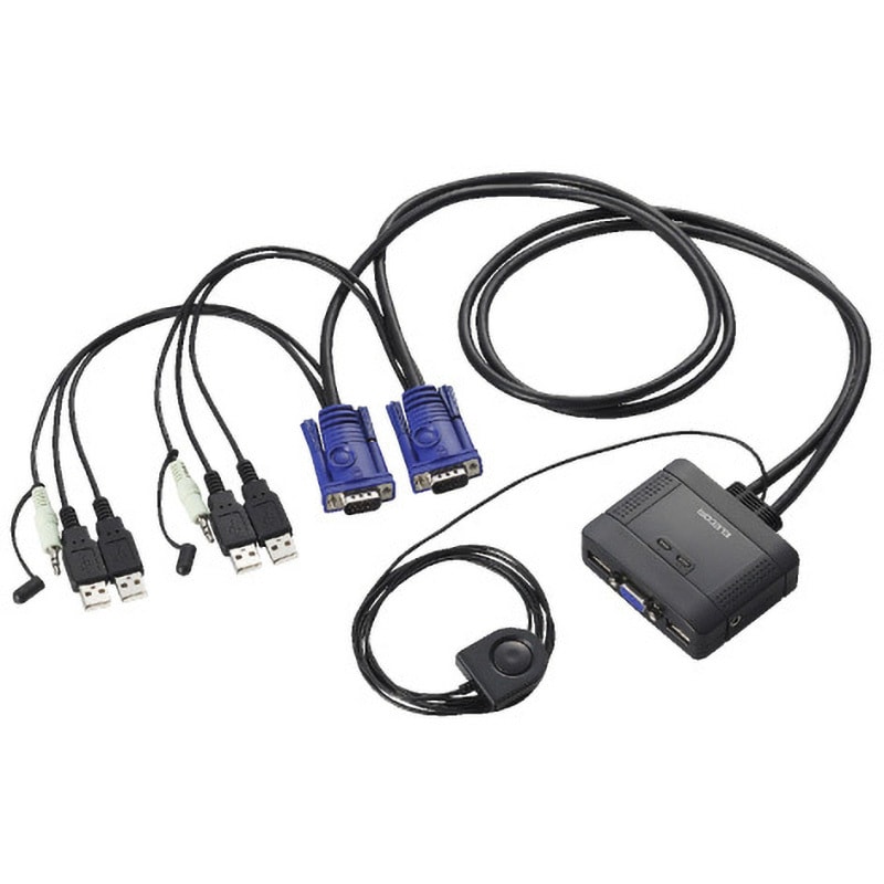 KVM-KUS PC切替器 ケーブル一体型 USB パソコン2台切替 手元スイッチ