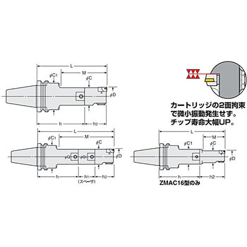 NBT40-ZMAC16-125 2面拘束2LOCK ZMACボーリングバー NBT40 1個 日研