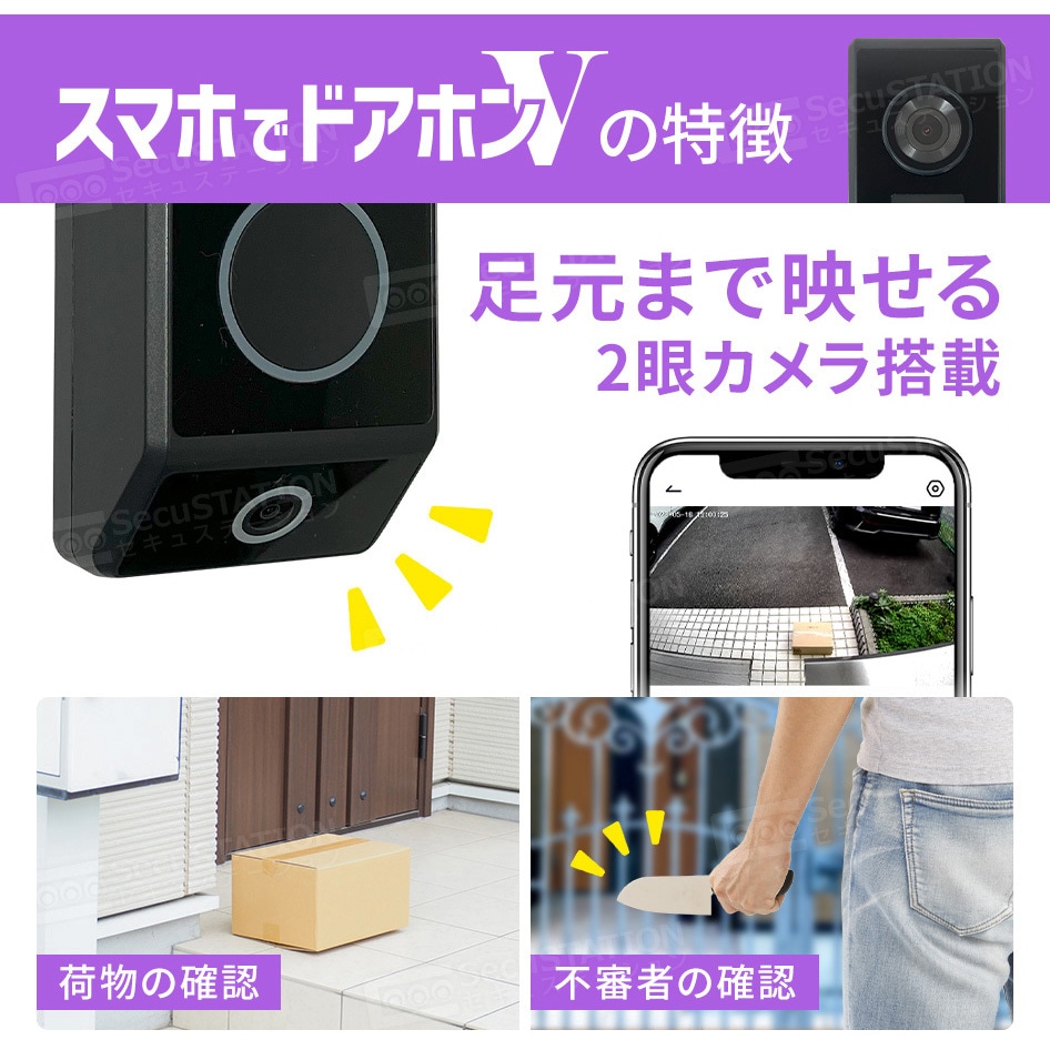 SC-MJ75 SecuSTATION スマホでドアホンV 足元まで映せる2眼カメラ搭載
