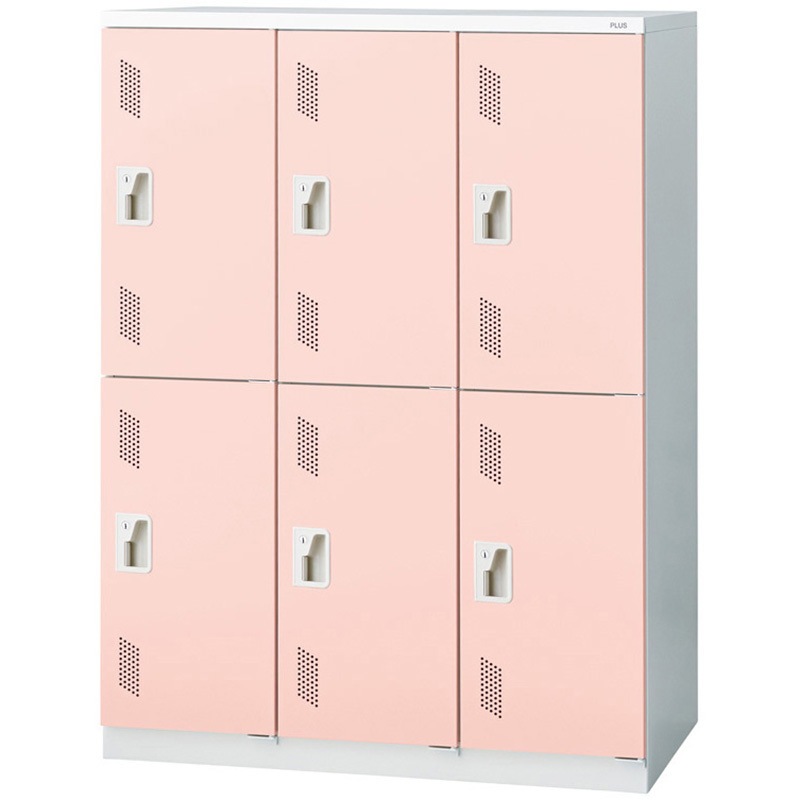 LZ-L6S PK LZ 更衣ロッカー(シリンダー錠) プラス[家具] 組立・設置・取付 ピンク色 6人用 3連2段   LZ-L6S PK