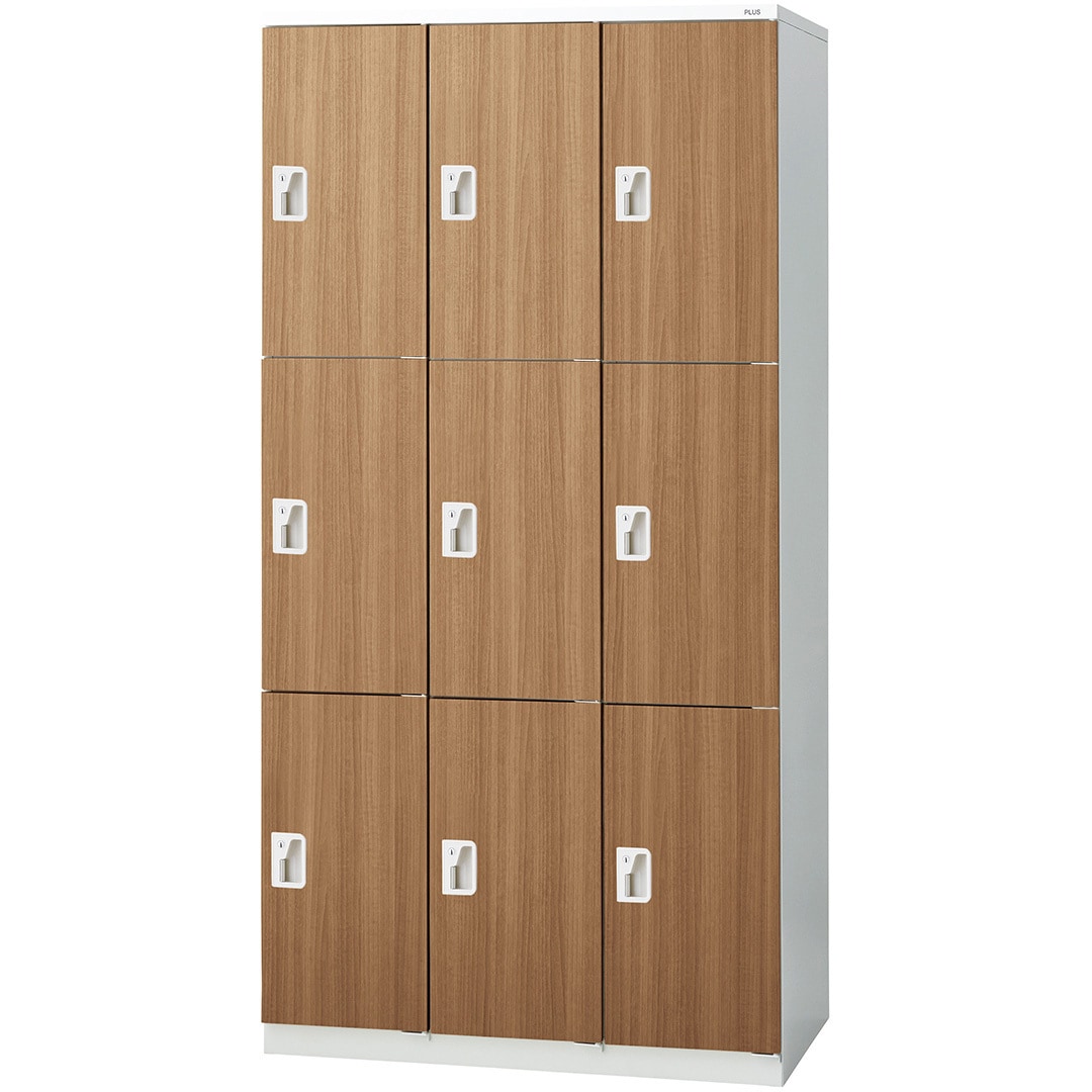 LZ-9S WC LZ 更衣ロッカー(シリンダー錠) プラス[家具] 組立・設置・取付 ウォルナット色 9人用 3連3段   LZ-9S WC
