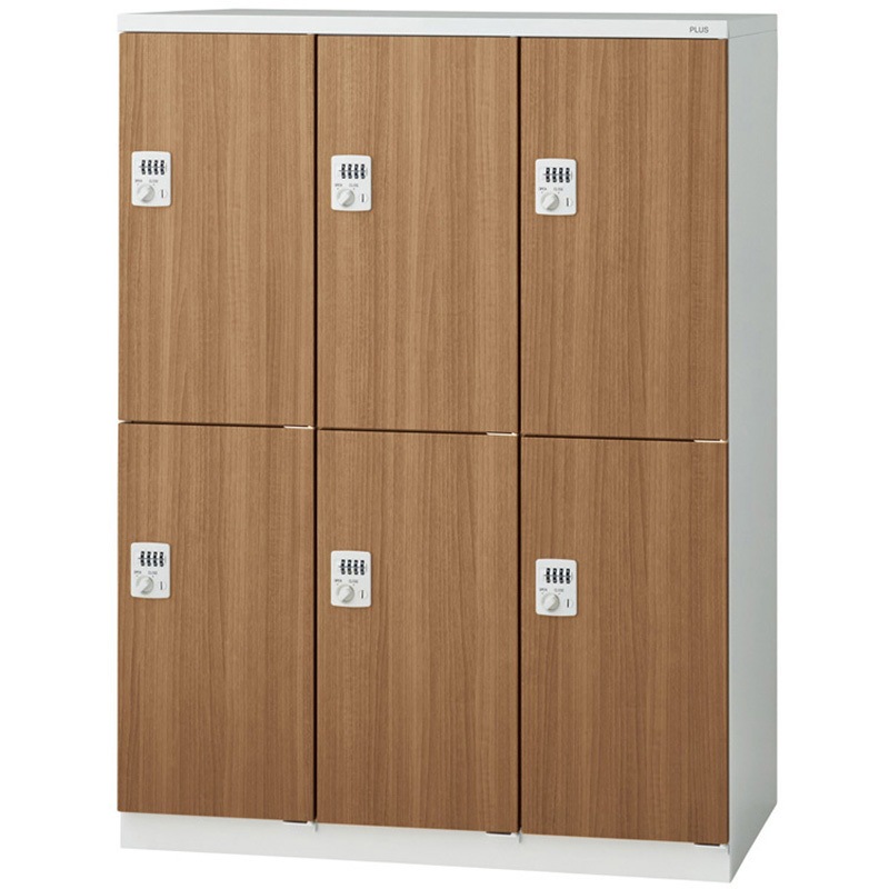 LZ-L6D WC LZ 更衣ロッカー(ダイヤル錠) プラス[家具] 組立・設置・取付 ウォルナット色 6人用 3連2段   LZ-L6D WC