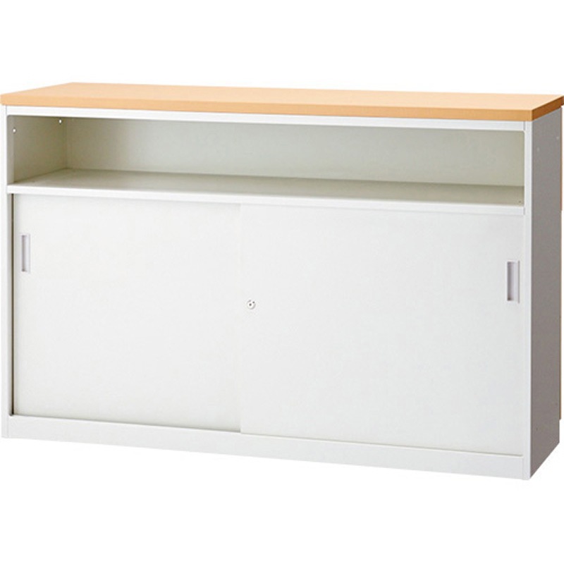 FK-15HT WM FKカウンター ハイカウンター中棚付引違い(組立サービスなし) プラス[家具] 高さ950mm幅1500mm奥行450mm  FK-15HT WM