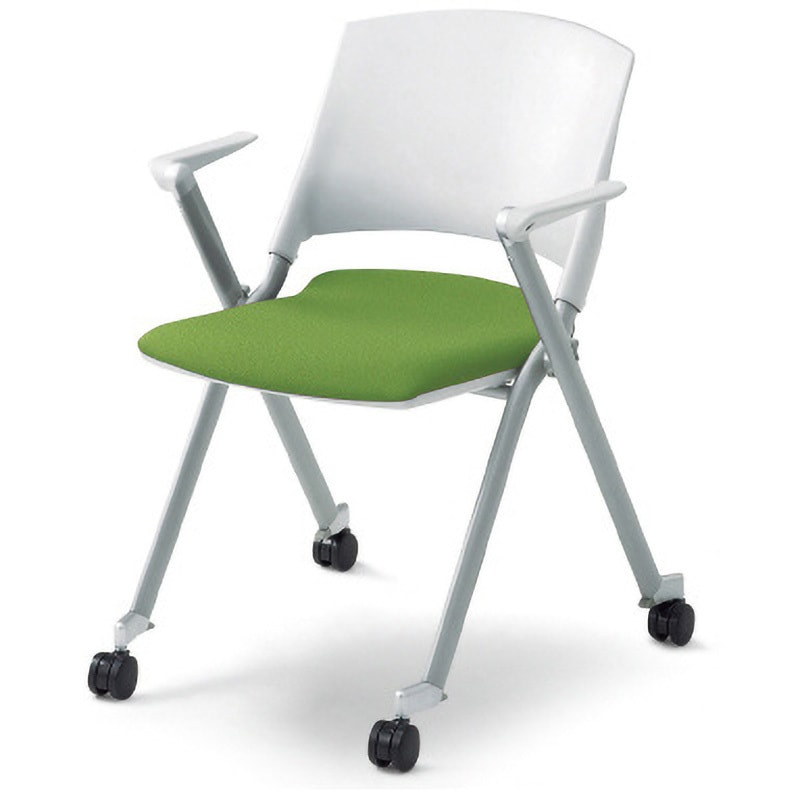 MB-812SEH LGR ミーティングチェア M-800 背ヌード プラス[家具] 組立・設置・取付 キャスターあり スタッキング可 リーフグリーン 肘掛あり  MB-812SEH LGR