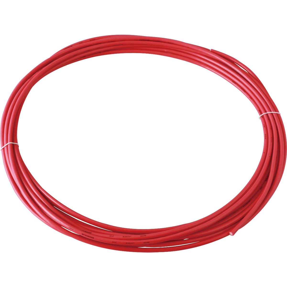 KIV 5.5SQ 電気機器用ビニル絶縁電線 三ツ星 赤色 全長10m導体外