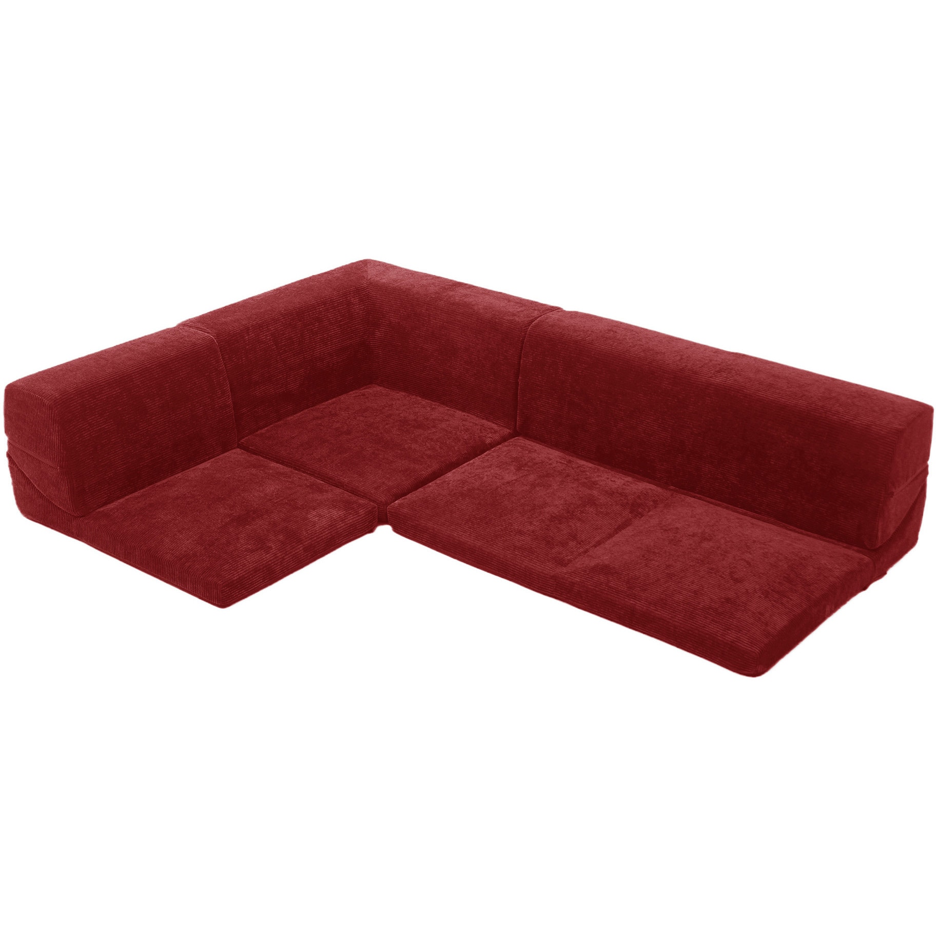 A573b-682RED カバーが洗えるフロアソファ3点セット IMONIA セルタン コーデュロイワインレッド色 質量19kg 高さ36cm幅175cm奥行き125cm  A573b-682RED