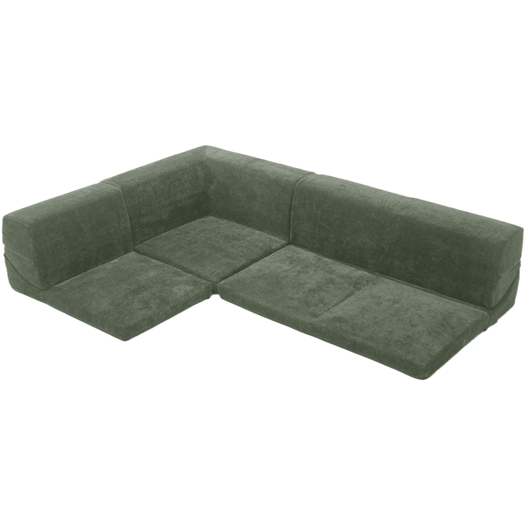 A573b-683GRN カバーが洗えるフロアソファ3点セット IMONIA セルタン コーデュロイモスグリーン色 質量19kg 高さ36cm幅175cm奥行き125cm  A573b-683GRN
