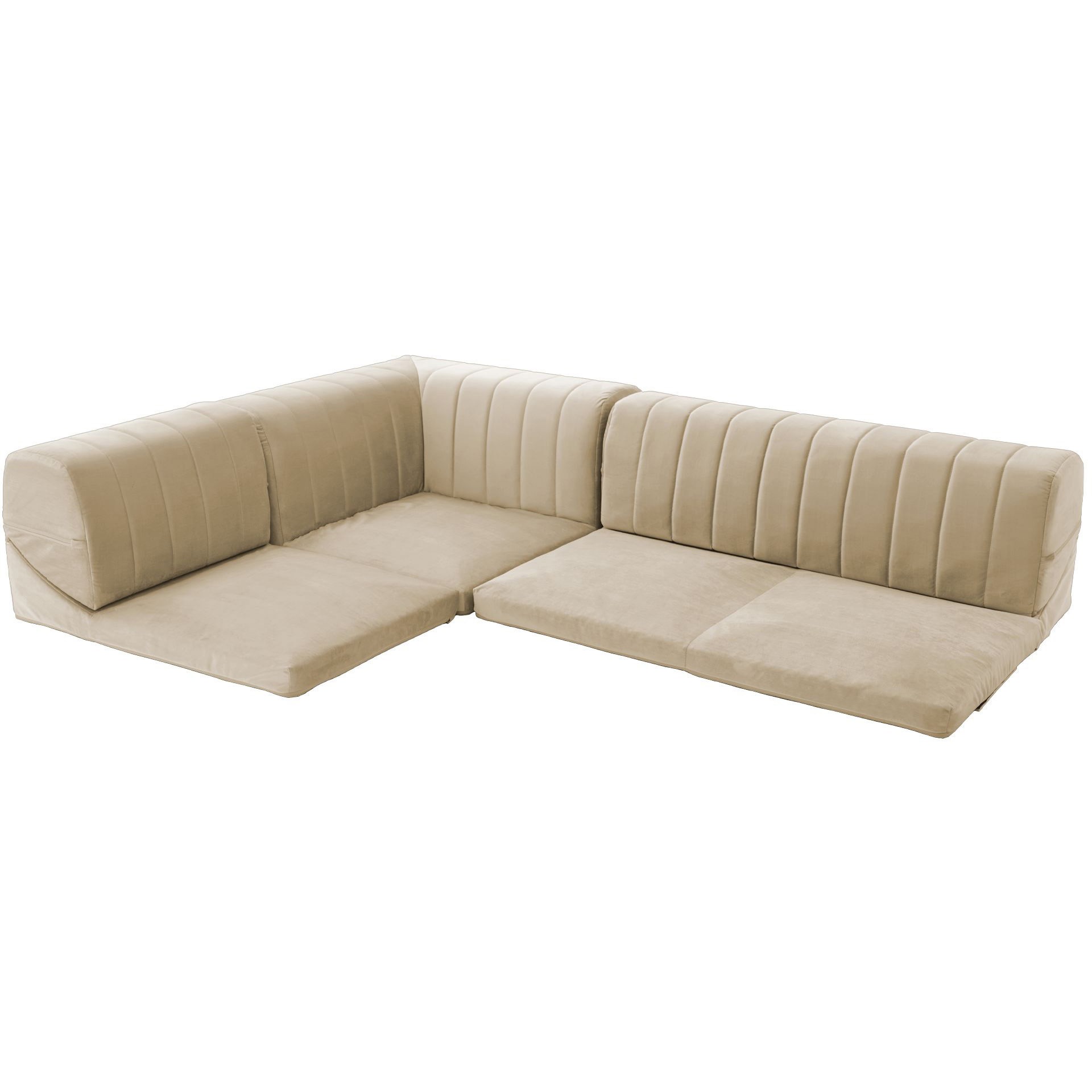 A573b-719BE カバーが洗えるフロアソファ3点セット IMONIA セルタン ベロアグレージュ色 質量19kg 高さ36cm幅175cm奥行き125cm  A573b-719BE