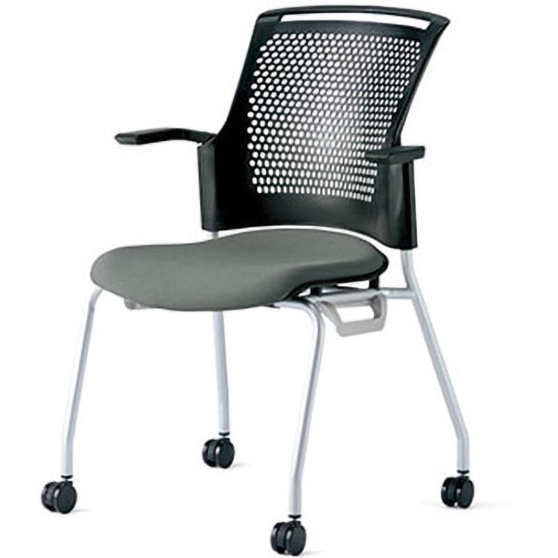 MB-W63SH CGY チェア チェダーC キャスター脚 背ヌード 肘付 プラス[家具] 組立・設置・取付 スタッキング可 樹脂成型品 クラウドグレー ブラック  MB-W63SH CGY 29,185円