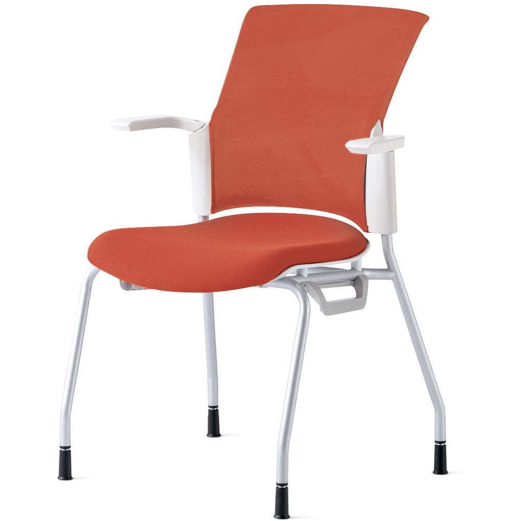 MB-W50S TRD チェア チェダーC 4本脚 背クッション 肘付 プラス[家具] 組立・設置・取付 テラコッタレッド キャスターなし スタッキング可  MB-W50S TRD