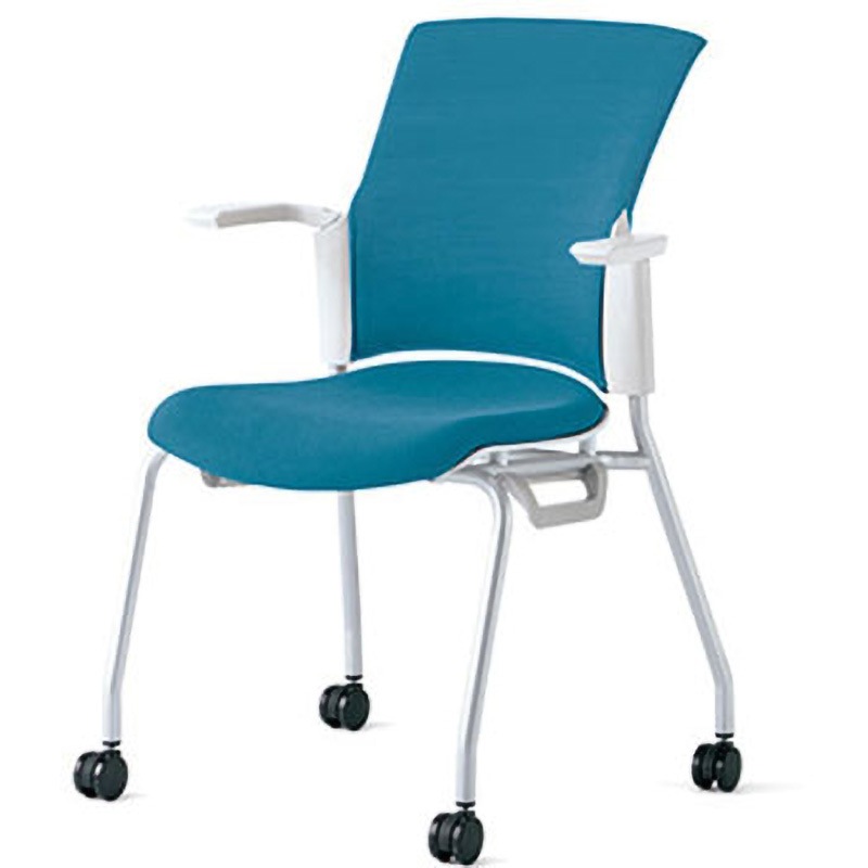 MB-W52S SBL チェア チェダーC キャスター脚 背クッション 肘付 プラス[家具] 組立・設置・取付 スタッキング可 肘掛あり シャローブルー  MB-W52S SBL