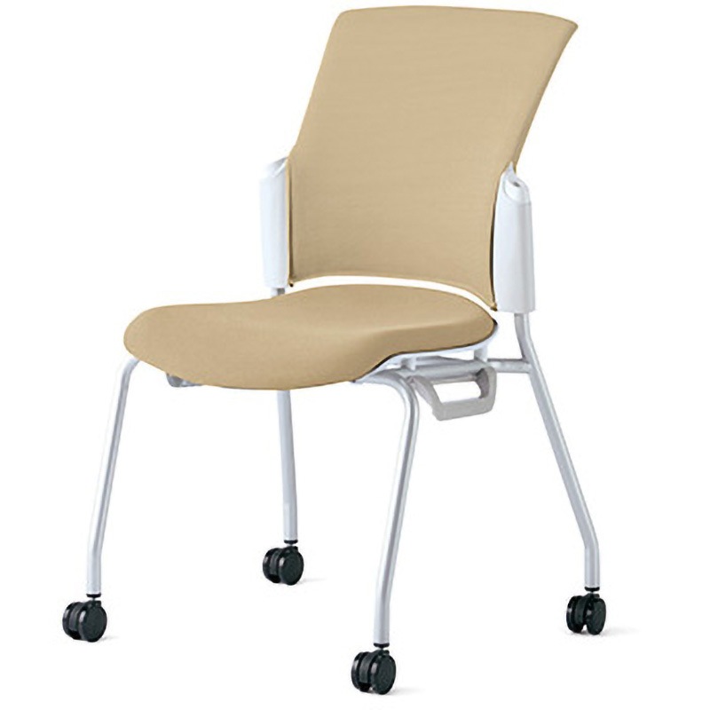 MC-W52S SBE チェア チェダーC キャスター脚 背クッション 肘なし プラス[家具] 組立・設置・取付 スタッキング可 サンドベージュ 高さ875mm幅567mm奥行621mm  MC-W52S SBE
