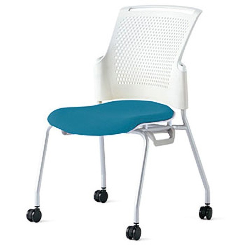 MC-W53SH SBL チェア チェダーC キャスター脚 背ヌード 肘なし プラス[家具] 組立・設置・取付 スタッキング可 樹脂成型品 シャローブルー ホワイト  MC-W53SH SBL