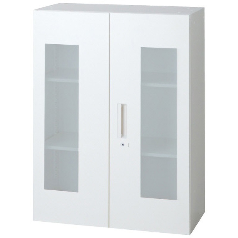 L6-E105AG W4 L6 スタンダードタイプ ガラス両開き保管庫(連結サービス付き) プラス[家具] ホワイト色