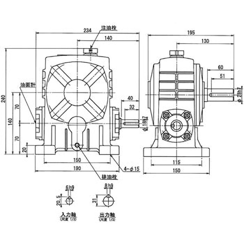 一段ウォーム減速機(中実軸)Sシリーズ B70型 マキシンコー 【通販