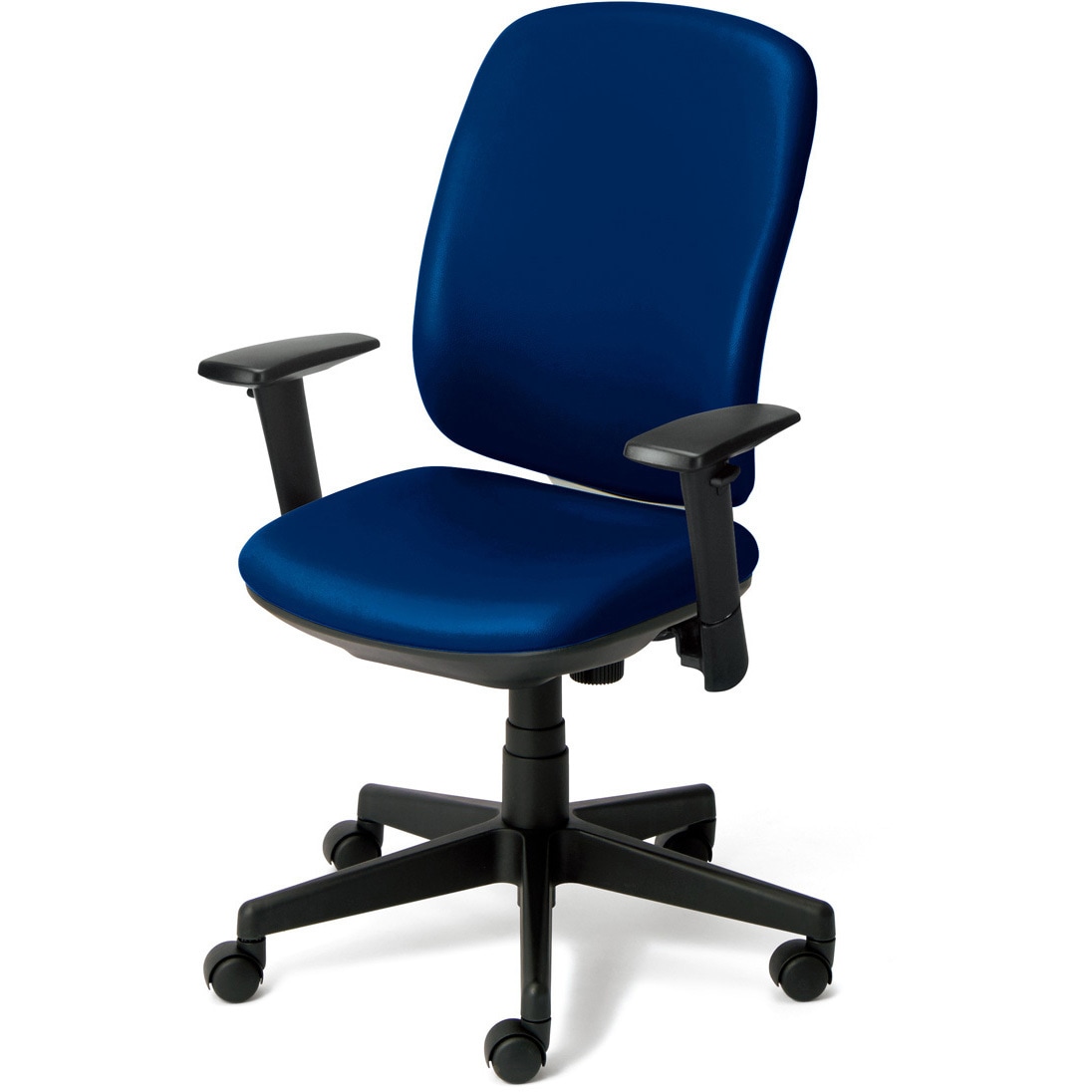 KD-K53NL BL 事務イス プリセア(ホワイトシェル/ビニルレザー張り/ハイバック) プラス[家具] 組立・設置・取付 キャスターあり 肘掛あり 高さ890～976mm幅625mm奥行582mm  KD-K53NL BL