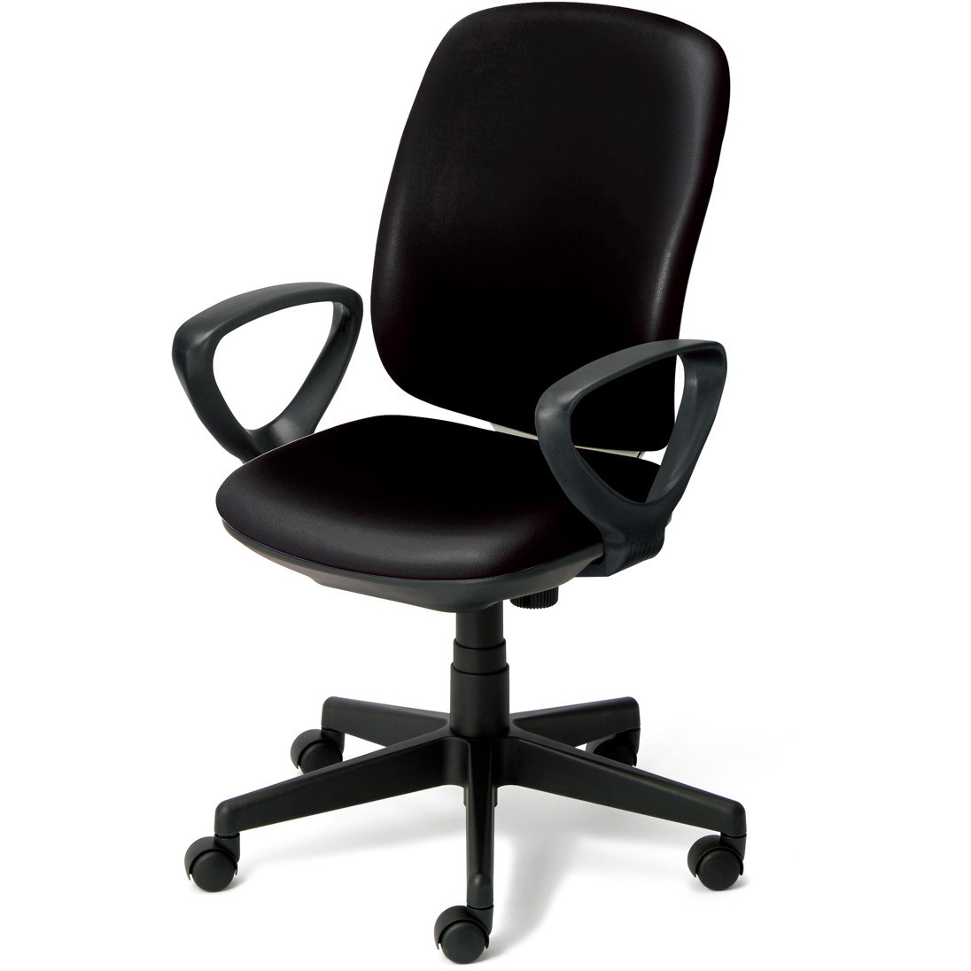 KB-K53NL BK 事務イス プリセア(ホワイトシェル/ビニルレザー張り/ハイバック) プラス[家具] 組立・設置・取付 キャスターあり 肘掛あり 高さ890～976mm幅610mm奥行582mm  KB-K53NL BK