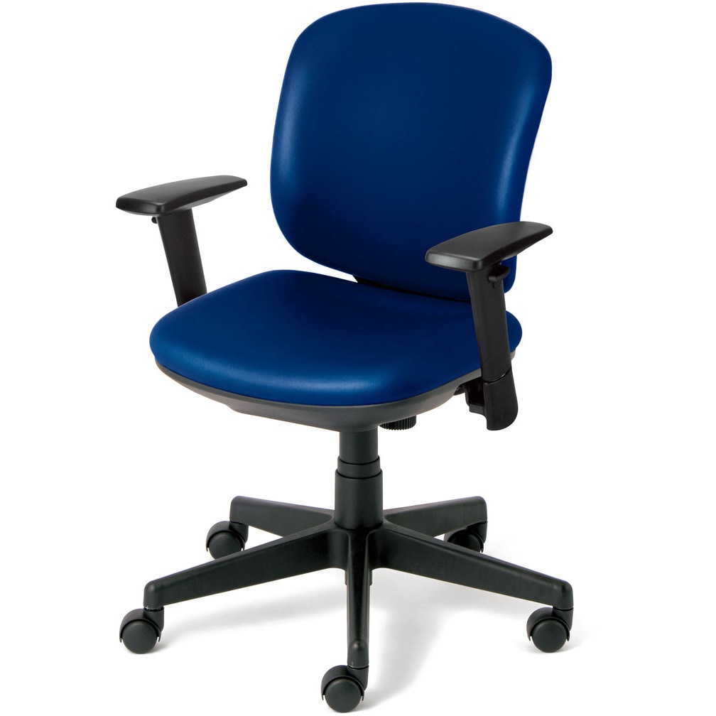 KD-K66NL BL 事務イス プリセア(ブラックシェル/ビニルレザー張り/ローバック) プラス[家具] 組立・設置・取付 キャスターあり 肘掛あり 高さ795～881mm幅625mm奥行580mm  KD-K66NL BL