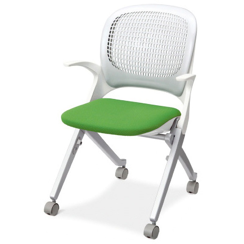 MB-Q50S YG ミーティングチェア エラーテ 背ヌード プラス[家具] 組立・設置・取付 キャスターあり スタッキング可 イエローグリーン 肘掛あり  MB-Q50S YG