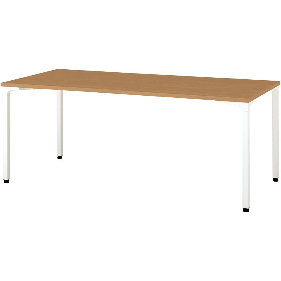 NN-1809PAR T2/W4 会議テーブル ロンナ 4本脚アジャスタータイプ 配線口なし(組立サービスなし) プラス[家具] ミディアムウッド 長方形 ホワイト (配線孔)なし 高さ720mm幅1800mm奥行900mm