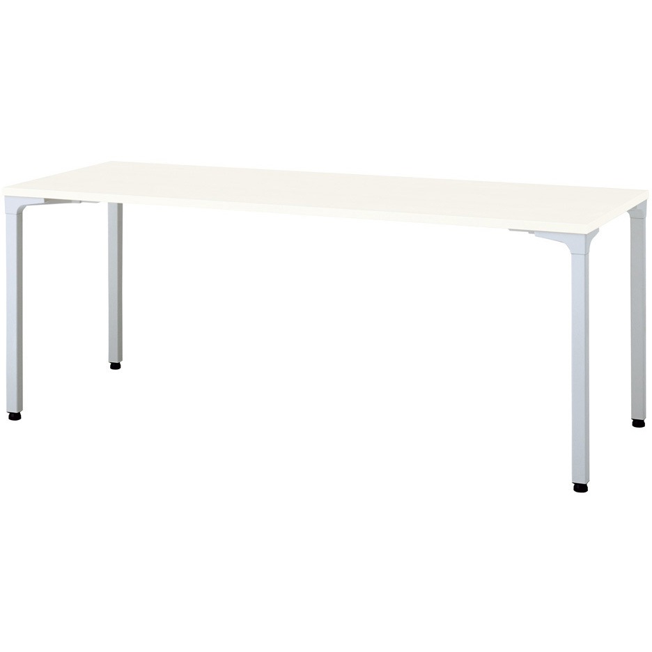 NN-1807PAR W4/M4 会議テーブル ロンナ 4本脚アジャスタータイプ 配線口なし(組立サービスなし) プラス[家具] ホワイト 長方形 シルバー (配線孔)なし 高さ720mm幅1800mm奥行750mm