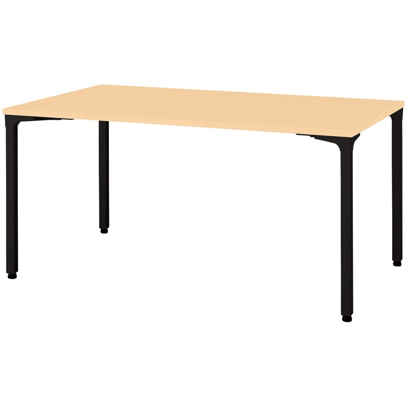 NN-1509PAR WM/BK 会議テーブル ロンナ 4本脚アジャスタータイプ 配線口なし(組立サービスなし) プラス[家具] ホワイトメープル 長方形 ブラック (配線孔)なし 高さ720mm幅1500mm奥行900mm