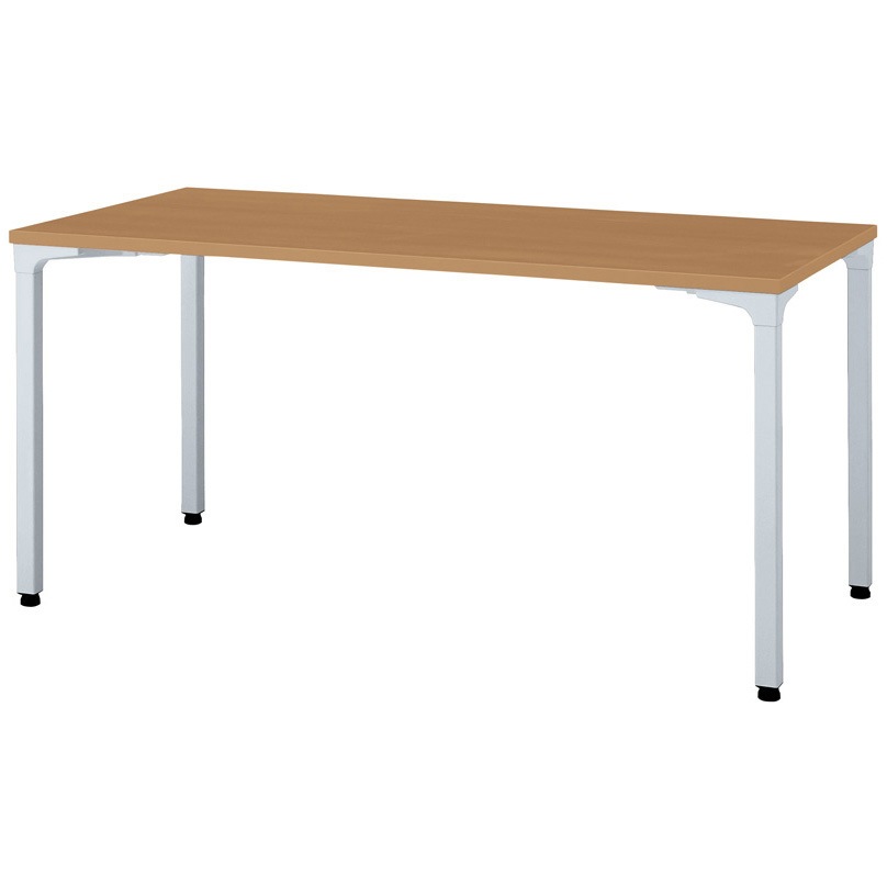 NN-1507PAR T2/M4 会議テーブル ロンナ 4本脚アジャスタータイプ 配線口なし(組立サービスなし) プラス[家具] ミディアムウッド 長方形 シルバー (配線孔)なし 高さ720mm幅1500mm奥行750mm