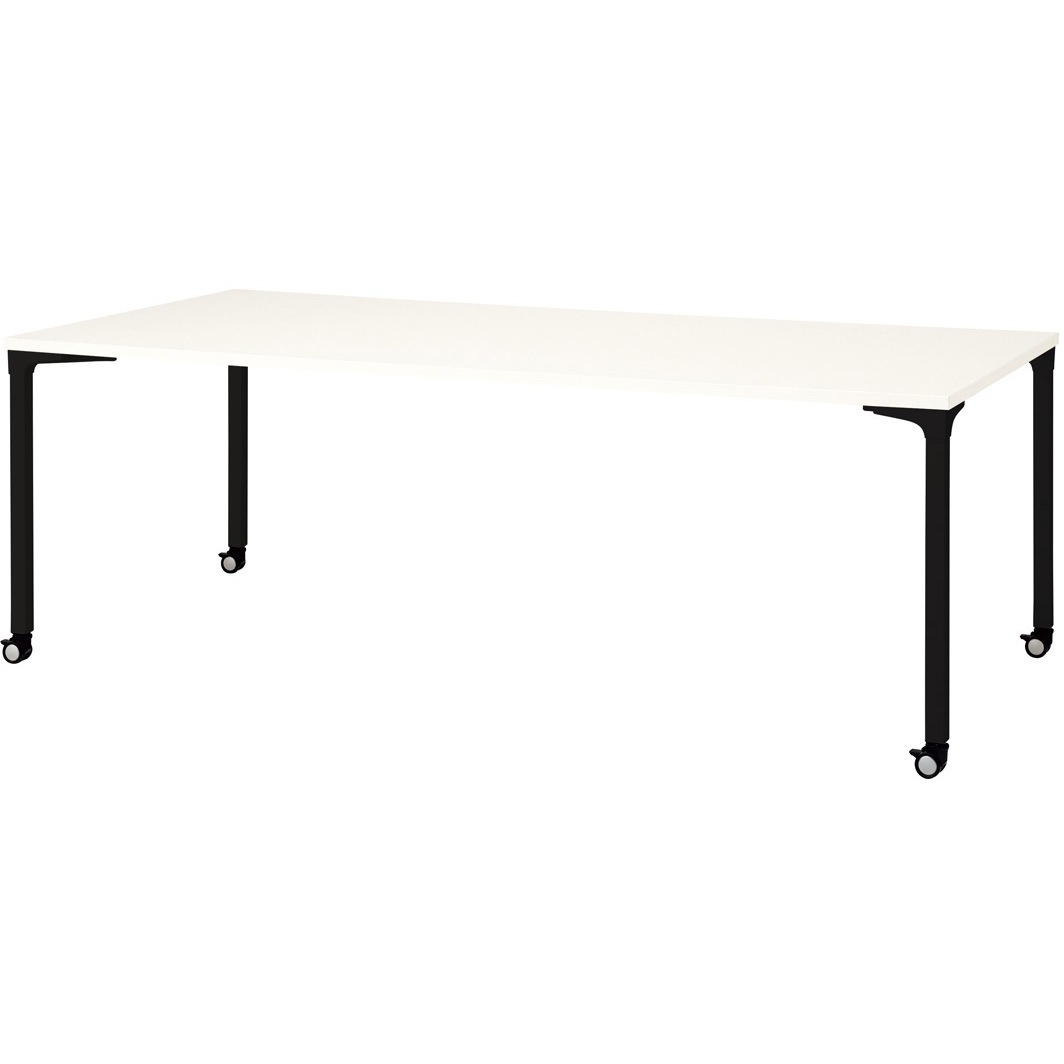 NN-2110PKR W4/BK 会議テーブル ロンナ 4本脚キャスタータイプ(組立サービスなし) プラス[家具] ホワイト 長方形 ブラック (配線孔)なし 高さ720mm幅2100mm奥行1000mm