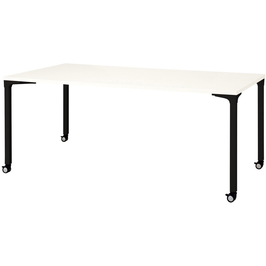 NN-1809PKR W4/BK 会議テーブル ロンナ 4本脚キャスタータイプ(組立サービスなし) プラス[家具] ホワイト 長方形 ブラック (配線孔)なし 高さ720mm幅1800mm奥行900mm