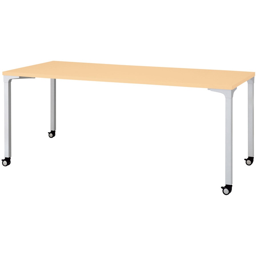 NN-1807PKR WM/M4 会議テーブル ロンナ 4本脚キャスタータイプ(組立サービスなし) プラス[家具] ホワイトメープル 長方形 シルバー (配線孔)なし 高さ720mm幅1800mm奥行750mm