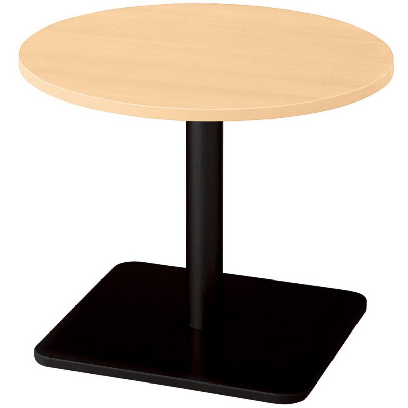 NN-0707BLC WM/BK 会議テーブル ロンナ ベース脚タイプ ローポジション(組立サービスなし) プラス[家具] ホワイトメープル 丸形 ブラック (配線孔)なし 高さ600mm幅750mm奥行750mm