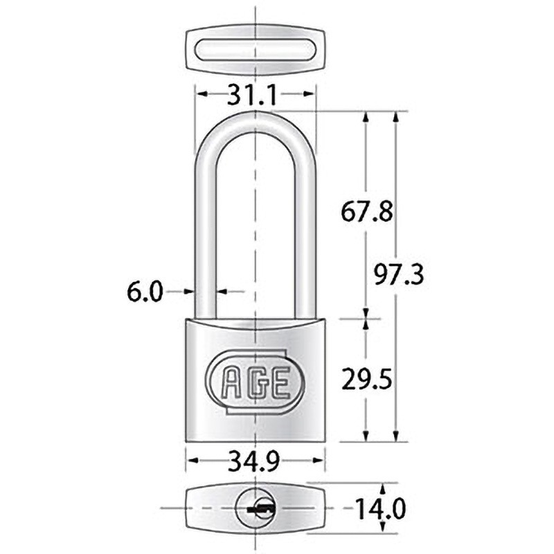 G-032 ステンレス弦長Wロックシリンダー南京錠 ハイロジック 別