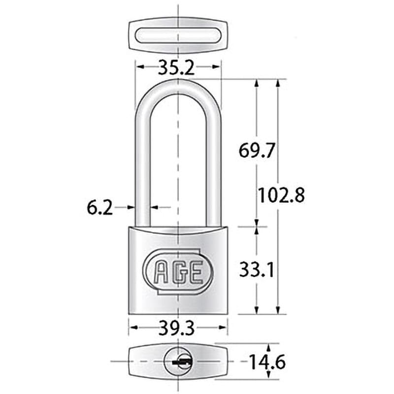 G-035 ステンレス弦長Wロックシリンダー南京錠 ハイロジック 別