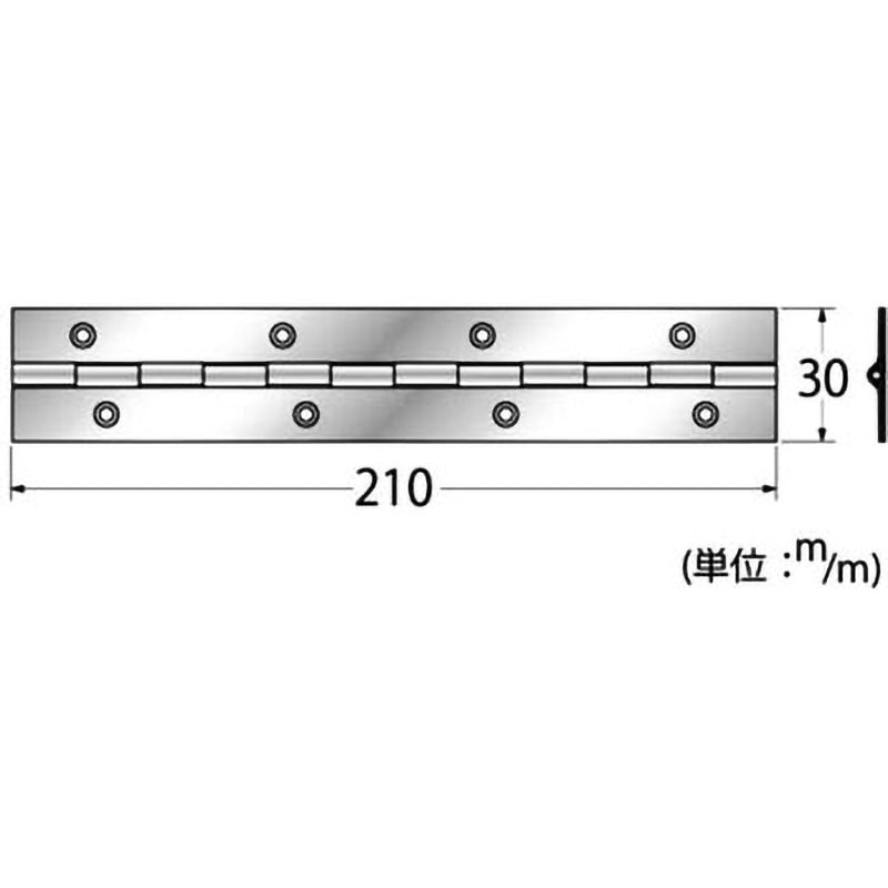 17471 ステンレス長蝶番 ハイロジック 幅30mm長さ210mm 1枚 - 【通販