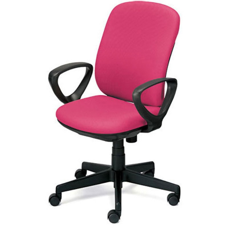 KB-K63SL PK 事務イス プリセア プラス[家具] 組立・設置・取付 ブラックシェル 布張りタイプ 肘掛あり(ループ肘) ピンク色   KB-K63SL PK