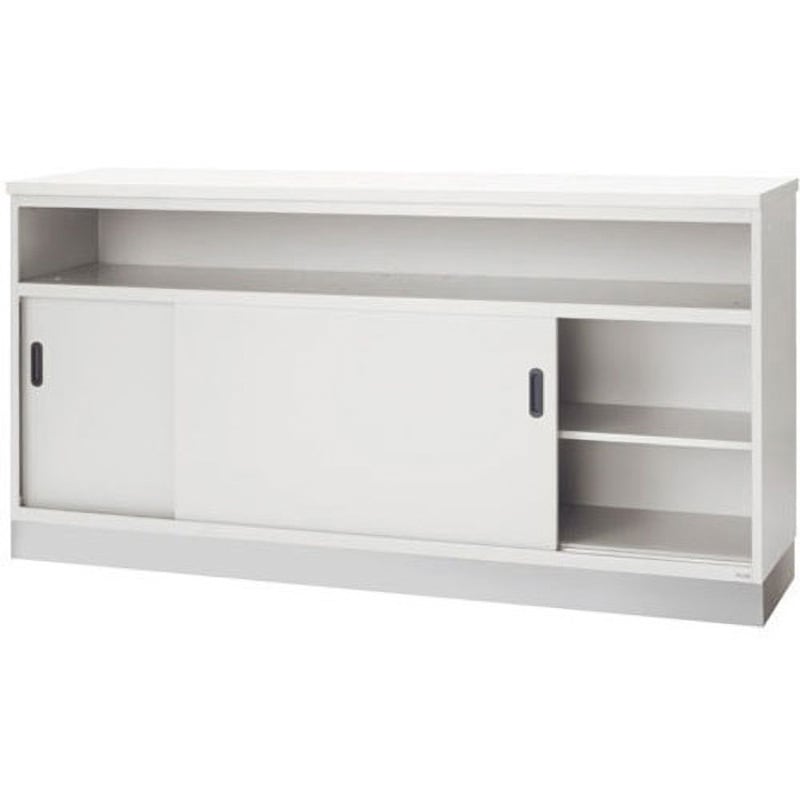 (搬入/組立/設置迄)NSカウンター 中棚付書庫型ハイカウンター Uタイプ(鍵付き) 天板3色 本体ホワイト W1800×D454×H950mm 生興 日本製 NSH-18UW 搬入&frasl;組立&frasl;設置迄)NSカウンター 中棚付書庫型ハイカウンター Uタイプ(鍵