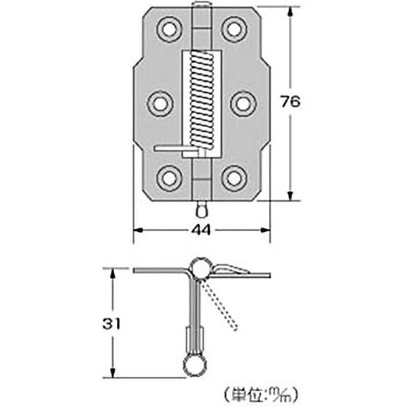 P-714 バネ蝶番 両開 ハイロジック 幅44mm長さ76mm 1袋(2枚) P-714
