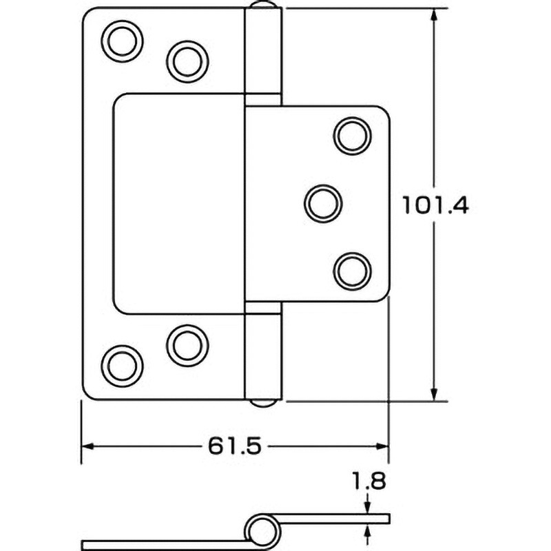 17450 フラッシュ蝶番 ハイロジック 材質:鉄 幅63mm長さ102mm 1袋(2枚