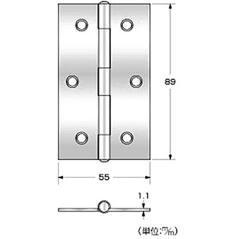 P-657 真鍮蝶番 ハイロジック 幅55mm長さ89mm 1袋(2枚) P-657 - 【通販