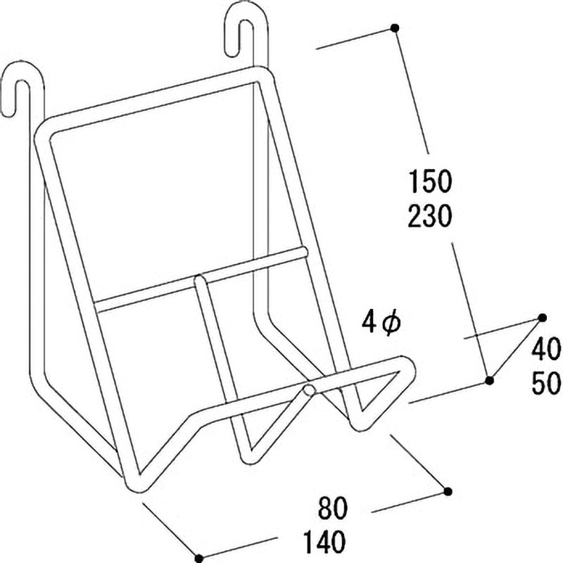 BK傾斜ブックフック 80×150 書籍用フック 1本 タテヤマアドバンス