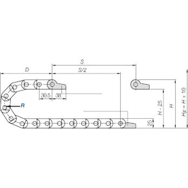 E14.2.028.0-7リンク EZチェーン E14型(内のり巾25) 1個 Igus
