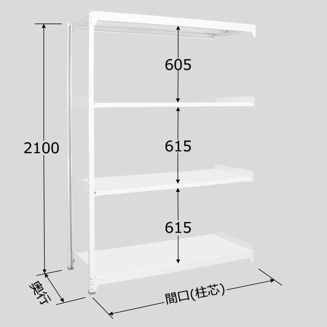 SS2109S04R 中量ラック 150kg タイプホワイト 1台 扶桑金属工業 【通販モノタロウ】