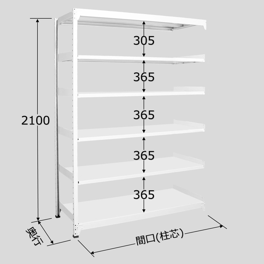 SS2109S06R 中量ラック 150kg タイプホワイト 1台 扶桑金属工業 【通販モノタロウ】